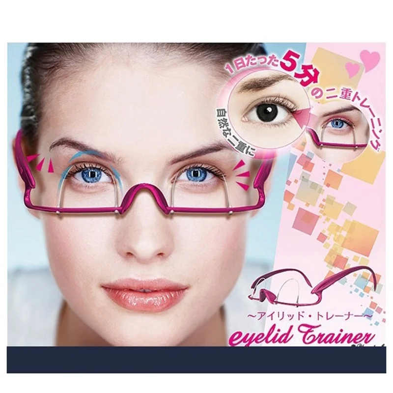 Оригинальность нейлон перерабатываемые очки розовый красный практичный уникальный двойной складные веки тренажер макияж прекрасный регулируемый