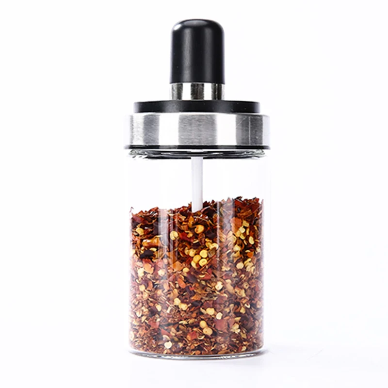 Кухонный гаджет стеклянная банка для приправ для кетчупа приправа бутылка для специй емкость для перца с ложкой Герметичный Бак инструмент для приготовления пищи
