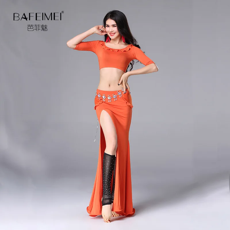 

Lady Belly Dance Dress 2pcs Belly Dancing Costumes Top and Skirt Female Oriental Dance Perform Suit Samba Dancing Suit D-0061