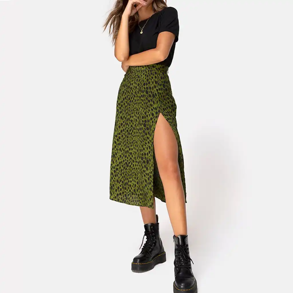mid length leopard skirts bulk