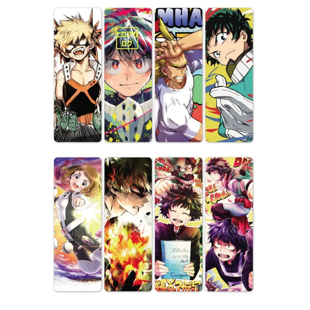 

8pcs My Hero Academia Anime Bookmarks Waterproof Transparent PVC Plastic Bookmark Beautiful Book Marks Gift
