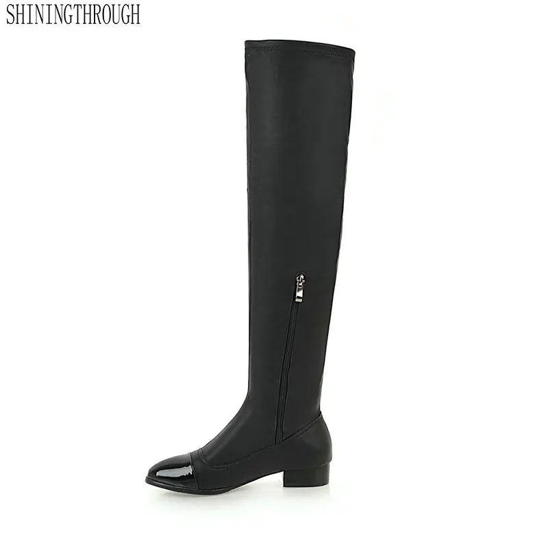 

Large size 34-43 women fashion sexy over the knee high women boots 2.5cm low heels women shoes spring autumn casual party shoes