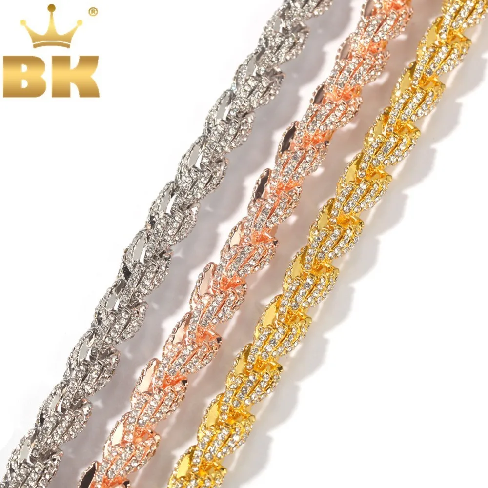 

THE BLING KING Micro Paved 9mm Rope Chain Necklace Gold Color Iced Rhinestones Hiphop Necklaces Jewelry Men Women Drop Shipping