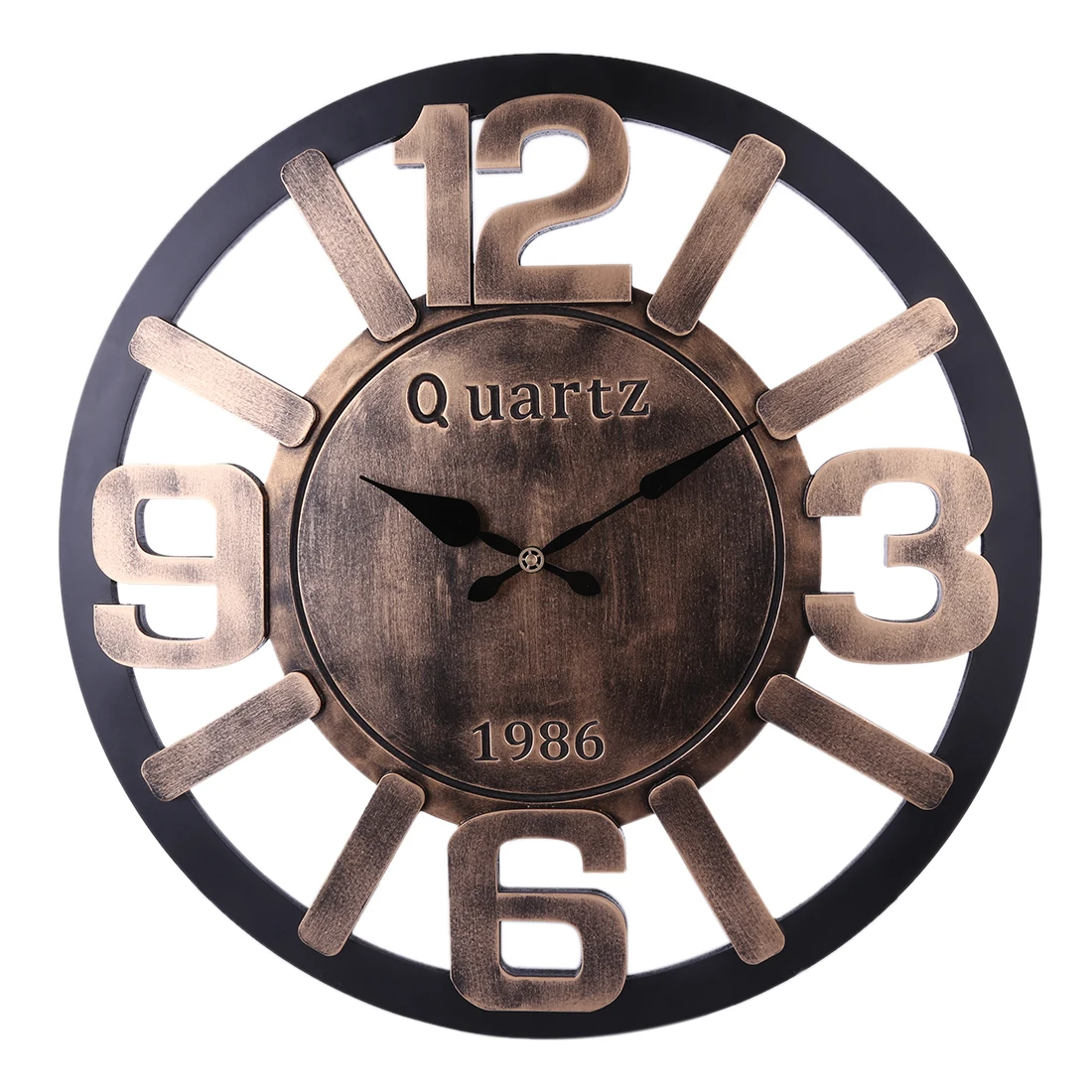 

24 Inches 60cm Engraving Numerals Hollow Mute Wall Clock Silent Wall Clock Hollow Hanging Clock Decor - 1986 Retro Gold