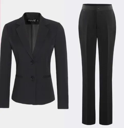 Female Black Blue Formal Pants suits With Jacket And Pant Professional ...