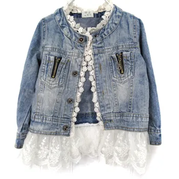 

Baby Jacket Autumn Baby Girl Jacket Children's Lace Denim Button Jacket Fashion Children's Clothing