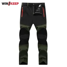 Бренд осень-зима бархатные спортивные Для Мужчин's Термальность Брюки Softshell Лыжный Спорт брюки стрейч ветровка туристические походы Для мужчин s брюки