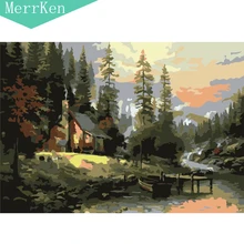 MerrKen DIY Цифровая живопись маслом пейзаж Лен пропилен безвредный зеленый пигмент украшение дома живопись