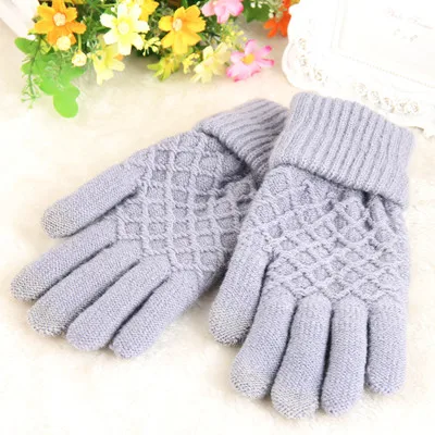 Новые популярные мужские и женские мягкие хлопковые зимние перчатки с сенсорным экраном теплые вязаные перчатки в форме блока 6 цветов - Цвет: Style 2