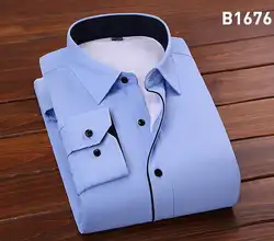 Зимние мужские рубашки и плюшевые рубашки для работы мужские белый теплый бизнес рубашки с длинными рукавами Мужская одежда GZZ-190