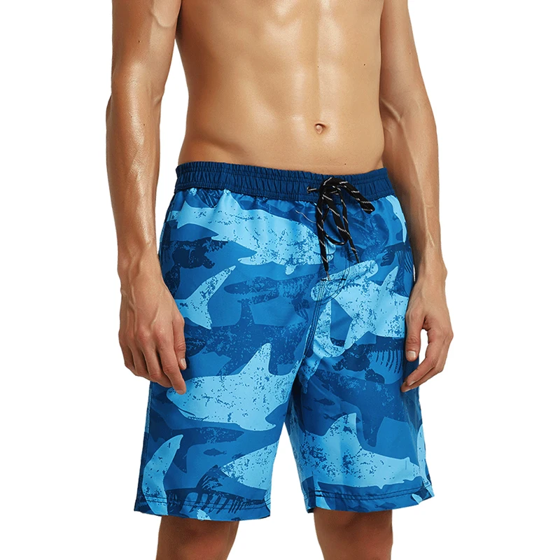 

summer beach shorts leisure panties men swimwear sunga blue shark print swimsuits men board surfing swim trunk boxers