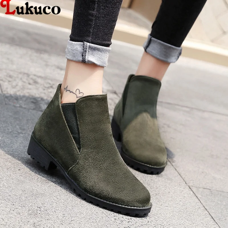 

2019 Flock Leather Warm Plush Ankle Boots Autumn Winter Female Botas Woman Large Size 40 41 42 43 44 45 46 Free Shipping Shoes