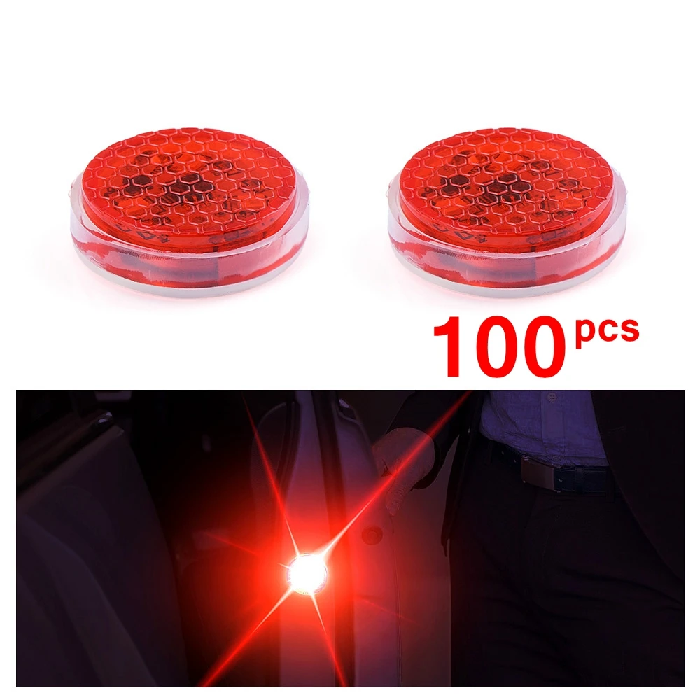 

100 Pieces Car Door Warning Light LED Door Opening Lamp Red Color Safely Flash Light Kit Wireless Anti-collid Safely Prevention