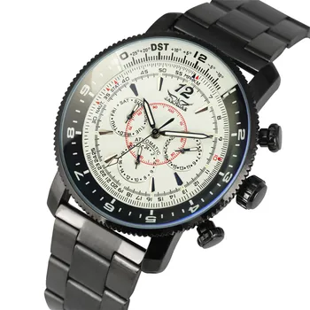 

Top JARAGAR Men's Watch Automatic Self Winding Steel Bangle Wristwatch Mechanical Man Business Clock Casual Male Watches reloj