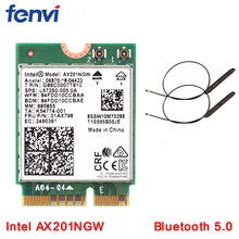 Двухдиапазонный 2400 Мбит/с беспроводной WLAN Wi-Fi карта адаптер для Wi-Fi 6 Intel AX201NGW NGFF AX201 M.2 ключ E CNVI BT5.0 с антеннами