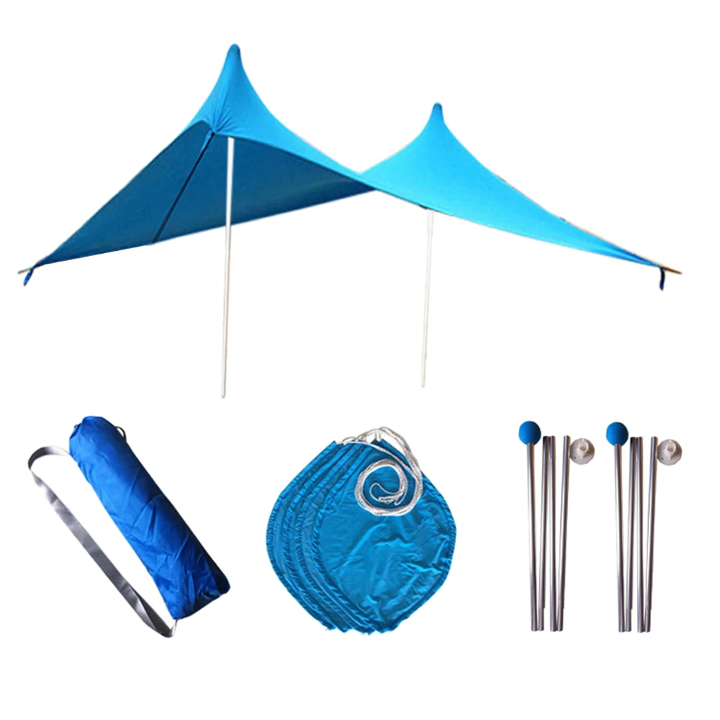 Camping Grande Beach Tent Sun Shade Awning Canopy with Sandbag Anchors, Pole