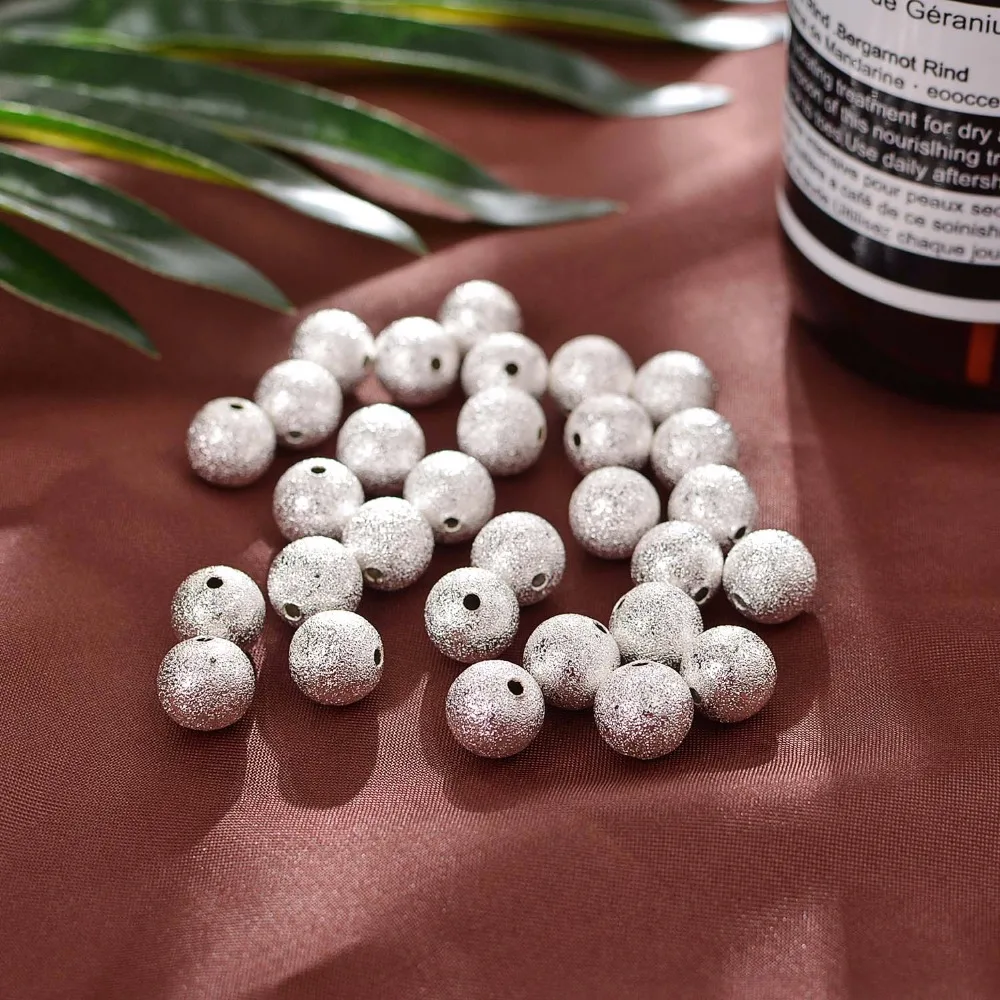 

50PCS 4MM 6MM 8MM 10MM Silver and Gold Color Brass Metal Round Beads Matte beads Handmade Jewelry Findings Accessories