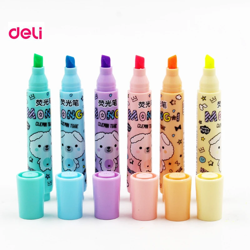 

Deli 6pcs/Lot 6 Colors Kawaii Cute Text Separators Colored Chancery Invisible Liner Markers Copic Art Marker Highlighters Pen