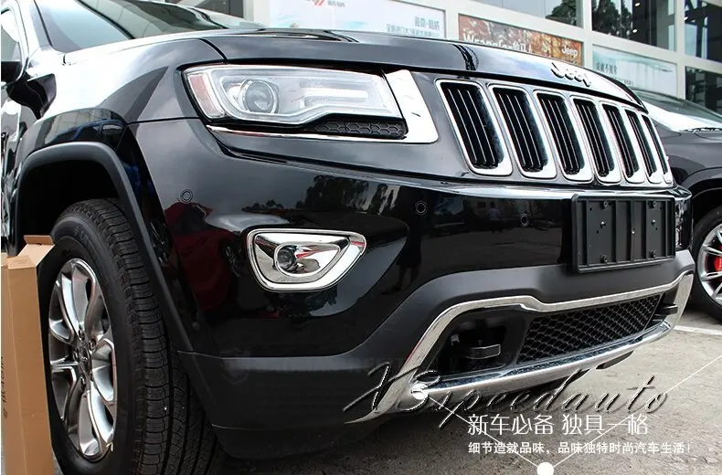 Free Shipping Chromed Front Fog font b Light b font Lamp Cover Trim For Jeep Grand