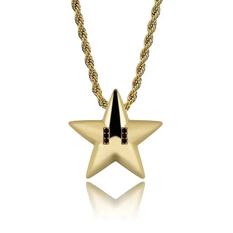 

New Arrival Hot Sale HipHop Gold Silver Pentagram Pendant Necklace