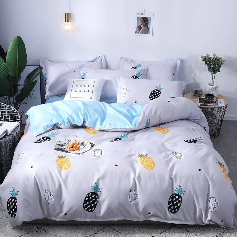 

Warm Velvet Bedding Set 180x220cm Duvet Cover 4pcs/set Pineapple Pattern Bed Linen Set Flat Sheet Pillowcase Home Textile