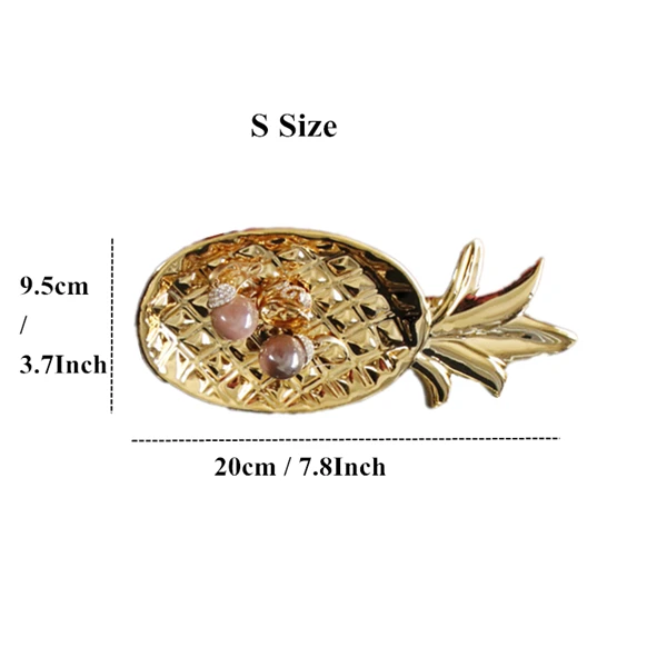 VILEAD 12 ''7,8'' керамическое Ананасовое блюдо статуэтки золотое покрытие украшения в виде ананаса поднос украшение современное фруктовое блюдо домашний декор - Цвет: Pineapple Tray - S