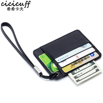 

2020 New Arrivals Men Credit ID Card Holders Fashion Design Thin Real Leather Coin Purse Simple Unisex Wallet Certificate Folder