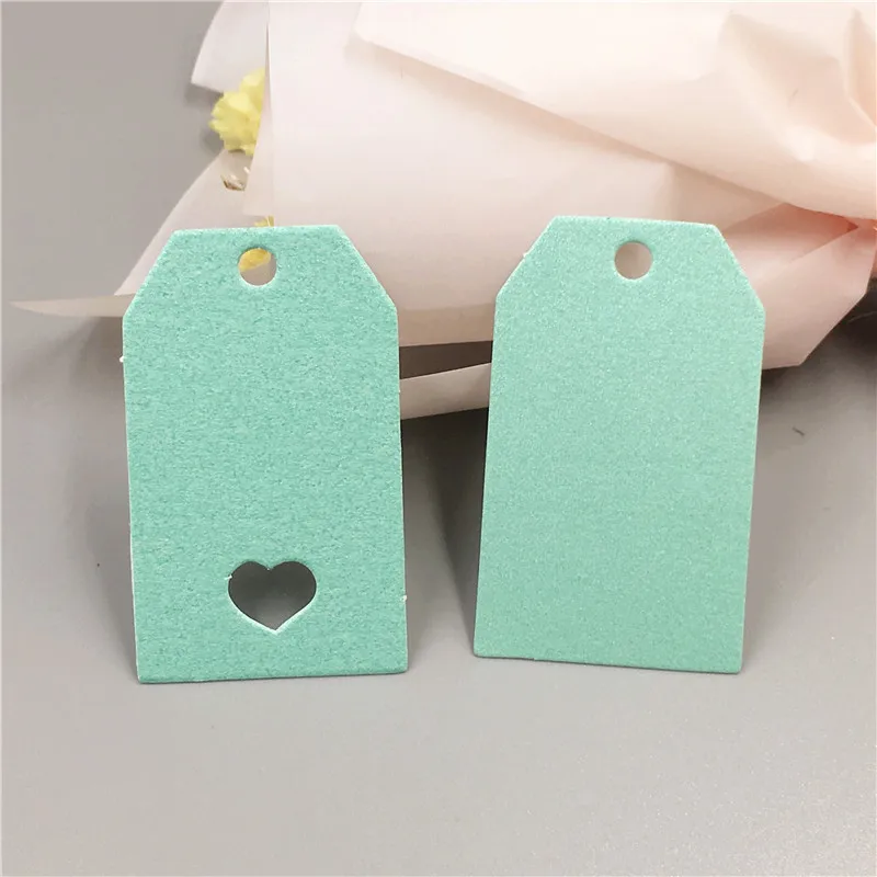 

300Pcs/Lot 5x3cm Various Patterns T-shaped Rectangular Kraft Paper Tag With Hole Heart Hanging Tag For Blank Bookmark Card Note