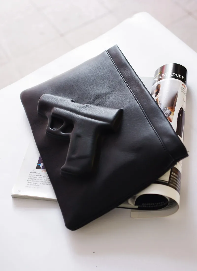 2016 Women's Handbags Pistol Bags 3D Gun Day Clutches Women Envelope