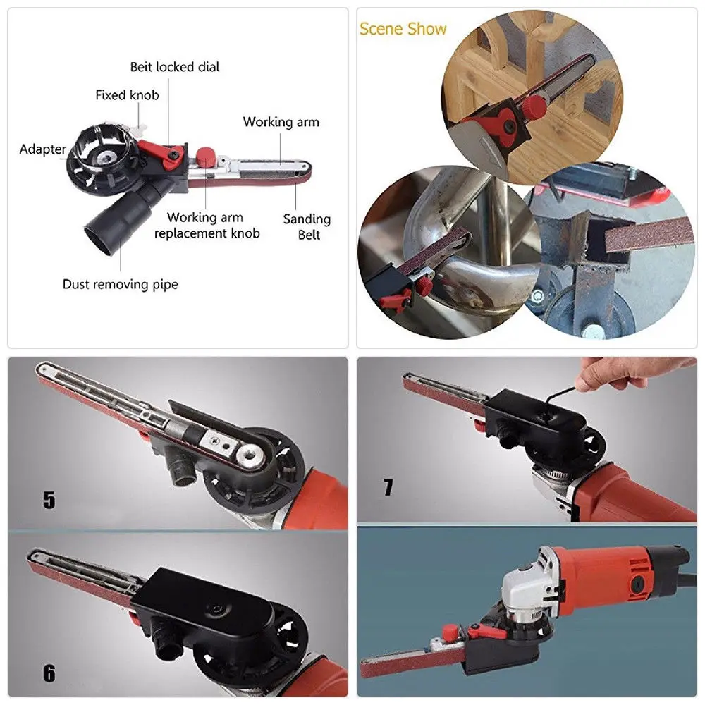 Mini DIY Sanding Belt Head electric drill angle Grinder Machine Sharpener Engraver Sanding for 100/115/125mm Adapter