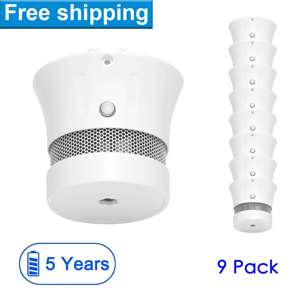 

CPVan 9PCS Mini Smoke Detector Sensor, EN14604, CE Certified Smoke Fire Alarm Detector 5-Year Battery Operated 85dB