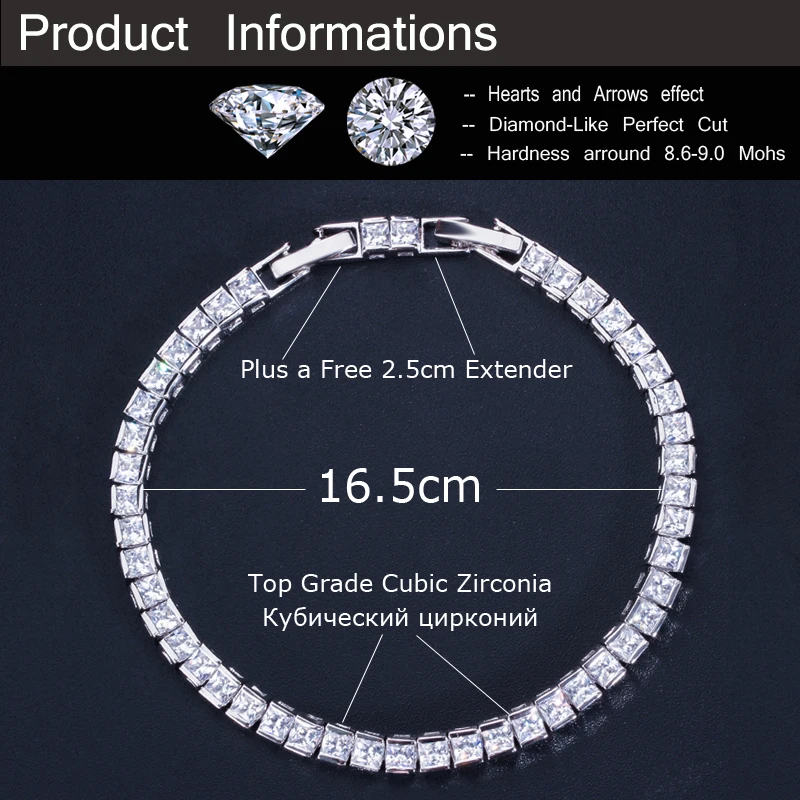 Женский браслет с фианитом 3 мм цвета белого золота|bracelets for|tennis bracelets for womentennis bracelet