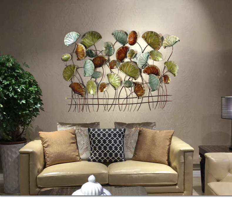 Европейский кованый лист лотоса на стену поддельные цветы украшения декор рукоделие для дома гостиной 3D стерео настенные фрески искусство