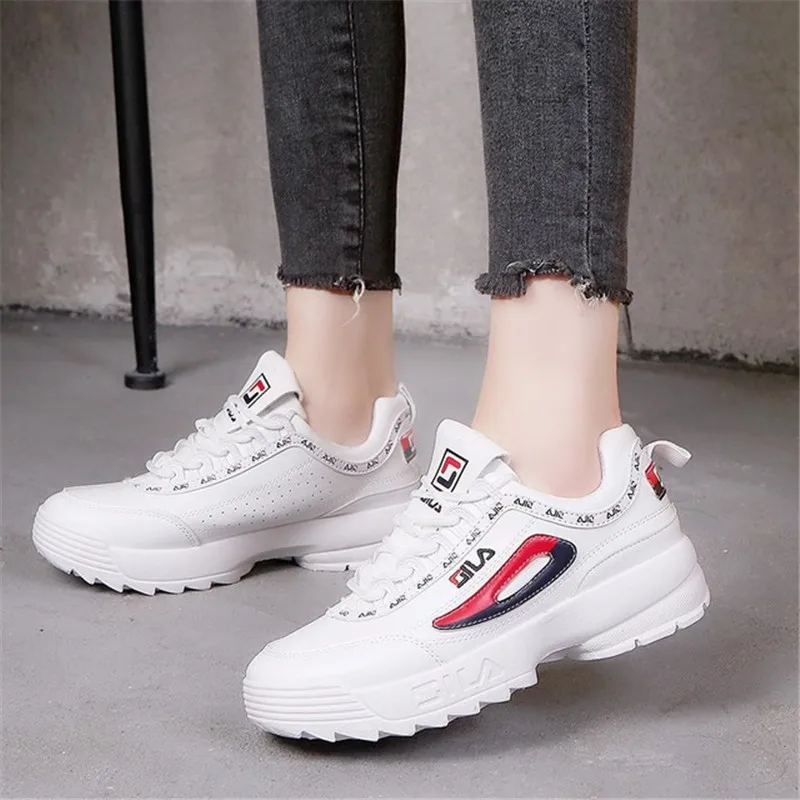 

Women Running Shoes New Ladies Platform Sneakers Filas Disruptor 2 White Shoes Breathable Gym Sports Shoes Triple-S Walking Shoe