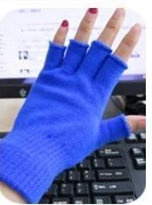Осенние и зимние женские однотонные полупальчиковые женские зимние перчатки без пальцев Вязаные варежки спортивные перчатки - Цвет: blue