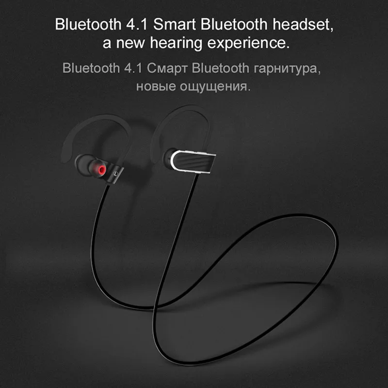 AMTERBEST ES7 Sport Running Bluetooth Earphone Earhook Noise Cancelling IPX4 Waterproof Wireless Headphone Ear Hook with Mic