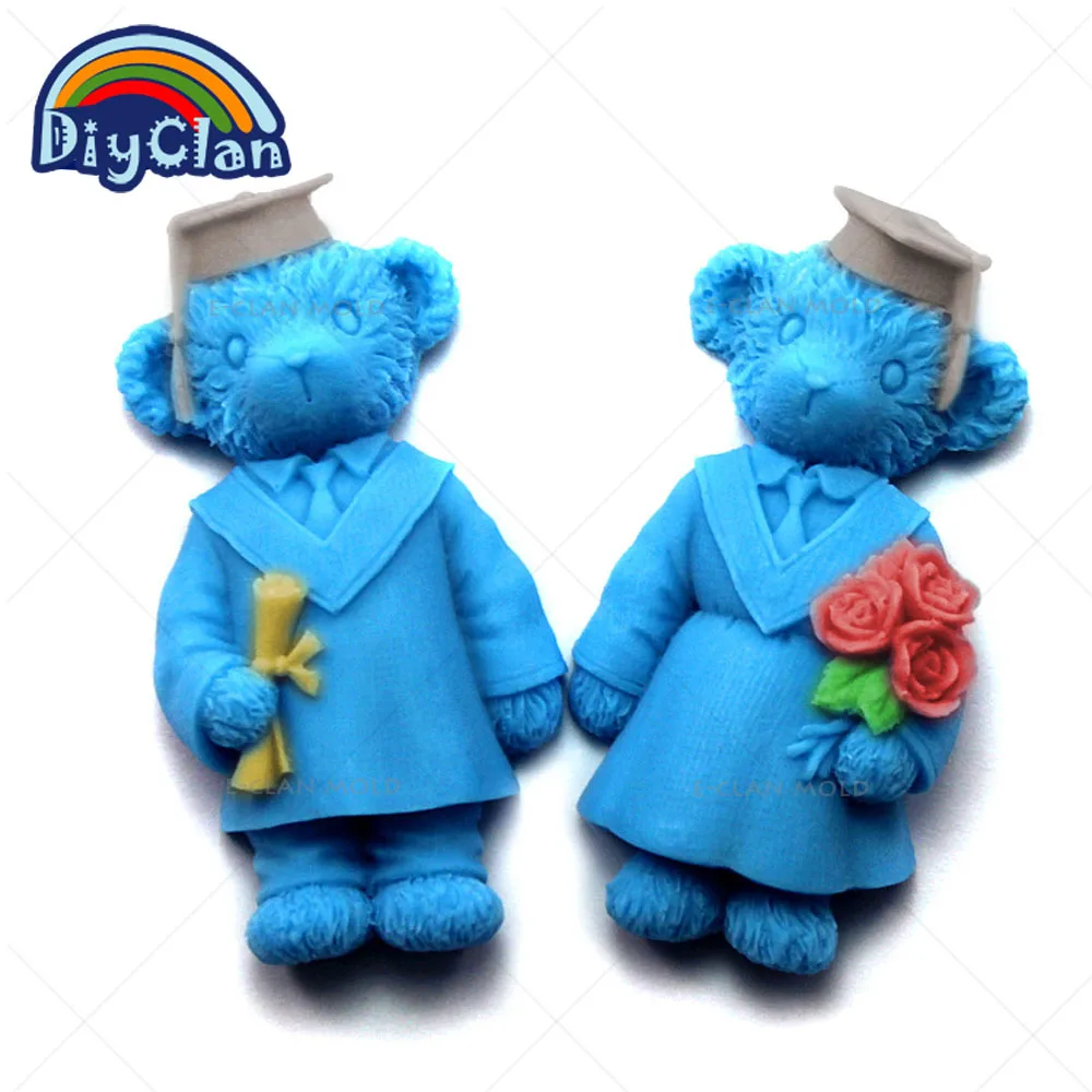

DIY silicone cake molds kitchen baking cake tools lovers Dr.bear Graduation photos chocolate molds handmade soap mold F0089XM30