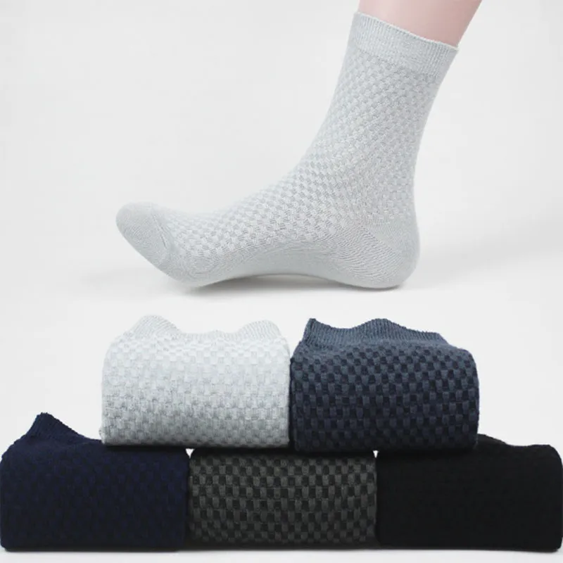 Мужские носки из бамбукового волокна, антибактериальные дезодорирующие и пропускающие воздух носки для бизнеса и отдыха, 5 пар/лот