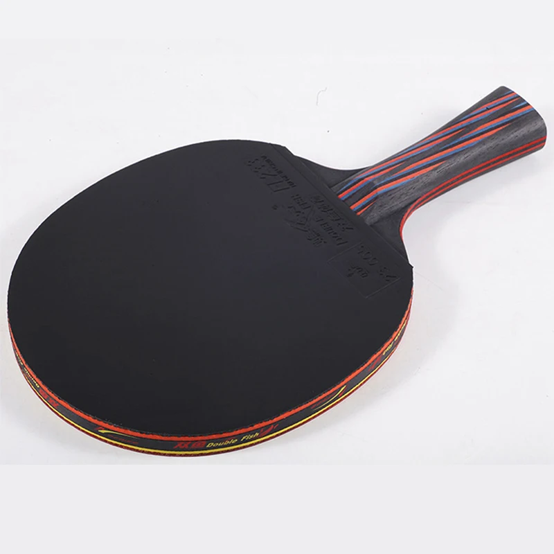 Original Double Fish Red-Black Carbon fiber Table Tennis Racket FL Handle Pingpong Paddle ITTF Approved Rubber with Cover Bag