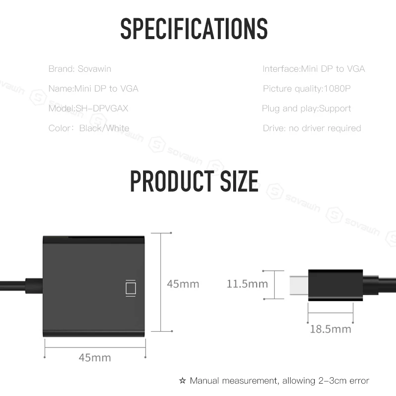  Mini DP al Convertitore del VGA HD Cavo Adattatore VGA connettori Audio di Trasmissione Del Segnale