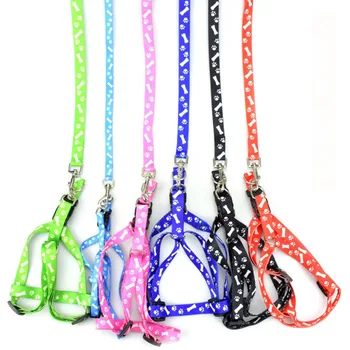 

Cheap Harness Leash for Dogs Pets Dog Collar Small Dog Pet Nylon Harness Puppy Cat Adjustable with Lead Leash Width 1.5cm