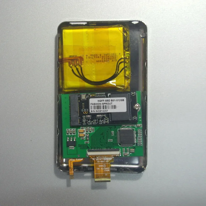 Для iPod classic 7.5th 2.0.5 ver 512GB 1," половина размера SSD чип с Чехол Замена батареи для MK1634GAL