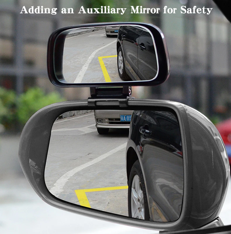 Квадратное широкоугольное боковое зеркало заднего вида, Автомобильное зеркало заднего вида, слепое пятно, Настоящее стекло, подходит для всех видов зеркал заднего вида