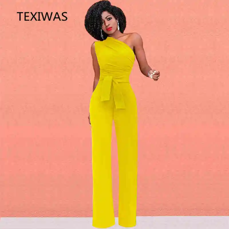 

TEXIWAS Sexy Summer Women irregular Hots Casual party Straight Jumpsuit off Shoulder Belts Jumpsuits Fashion Backless Rompers