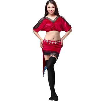 

New belly dance clothing female new bud silk velvet skirt suit beginners belly dance costumes T4063
