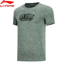 Li-Ning Мужская трендовая футболка, дышащие, хлопок, обычная посадка, Удобная подкладка, спортивные топы, футболки, футболки AHSN509 MTS2877