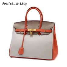 Fuchsschwanz & Lilie Frauen Tasche Aus Echtem Leder Patchwork Platin Handtaschen Damen Crossbody Taschen Weichen Echtleder Tote Umhängetasche