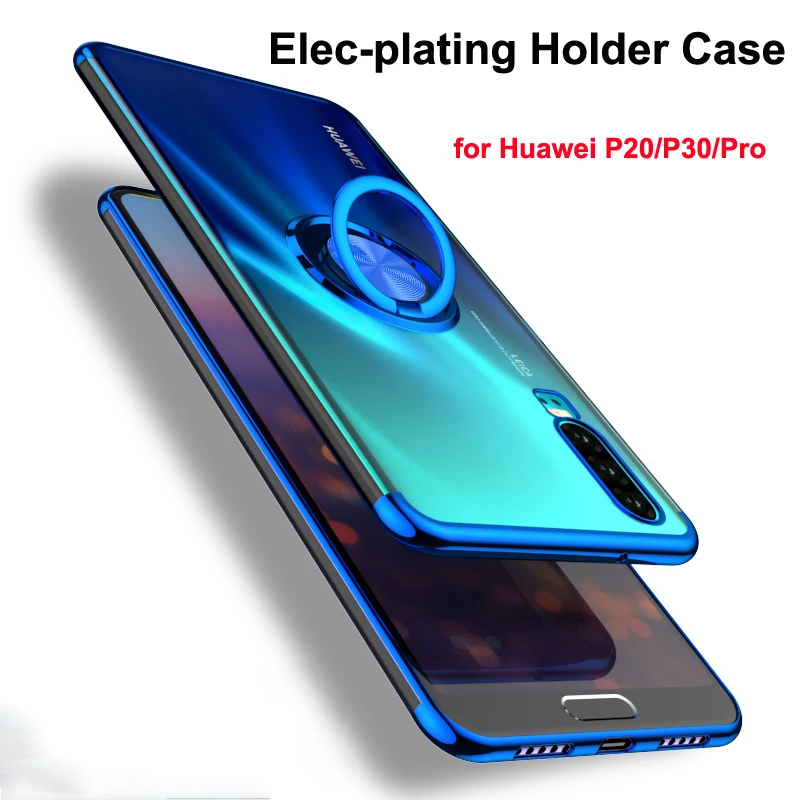 Case for Huawei P30 Pro Lite P20 Nova 4e 4 3e Mate 20 10 P Smart 2019 Honor V20 V10 Magnet Stand Car Holder Transparent Cover