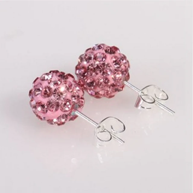 Classic Multicolor 19 Color 10MM Rhinestone Ball Stud Earrings Micro