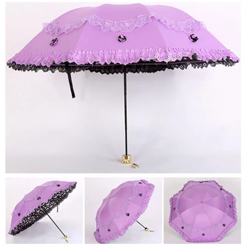 Mi Umbrella, дождь, женские цветы, кружевные зонтики, дети, девочки, зонтик, прозрачный, Unbrella, корпорация, подарки, мужские части, двойной слой, защита от солнца, УФ - Цвет: Purple Type M
